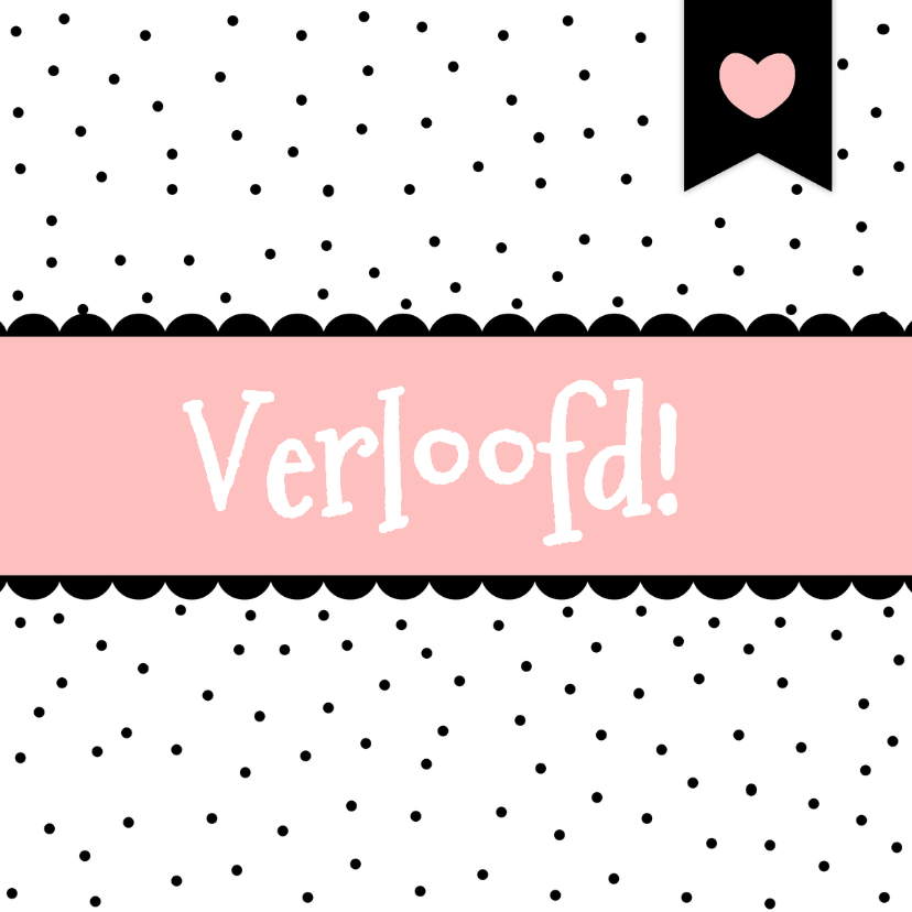 Verlovingskaartje Stip Roze - WW - Felicitatiekaarten Felicitatiekaarten - Verlovingskaartje Stip Roze - WW