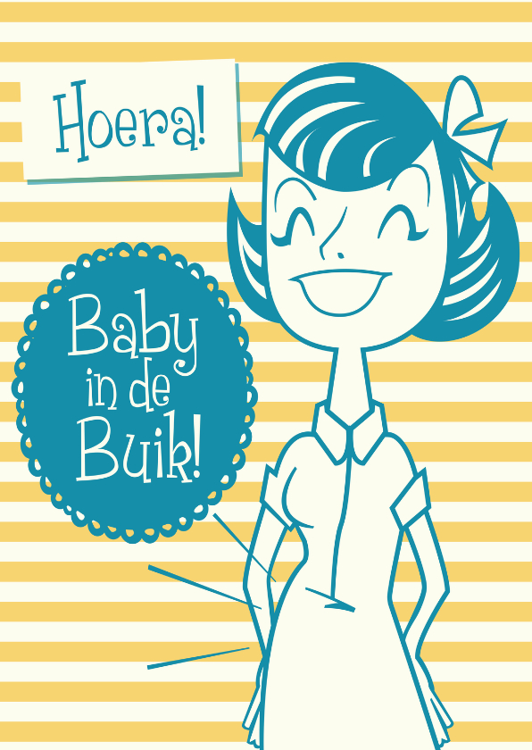 Vintage Hoera Baby in de Buik - Felicitatiekaarten Felicitatiekaarten - Vintage Hoera Baby in de Buik