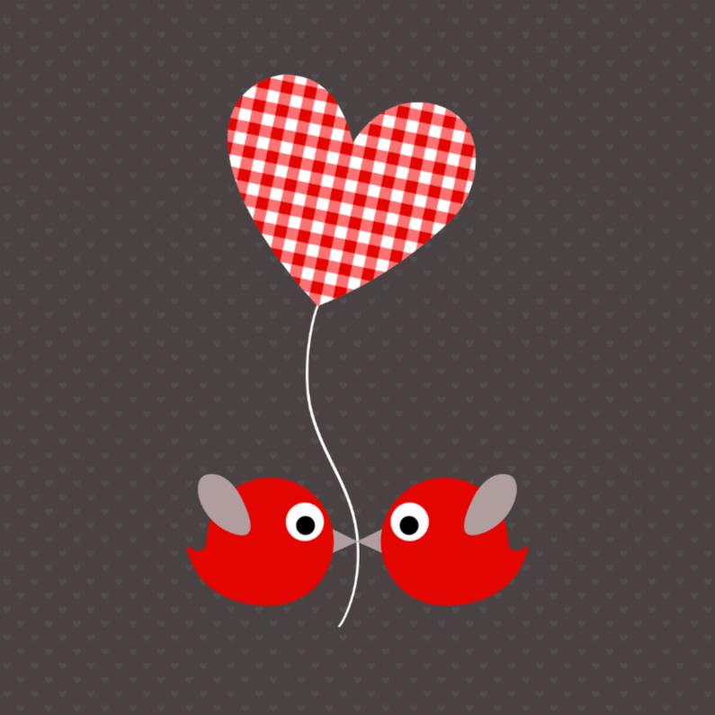 Vogeltjes met ruitjesballon - Felicitatiekaarten Felicitatiekaarten - Vogeltjes met ruitjesballon