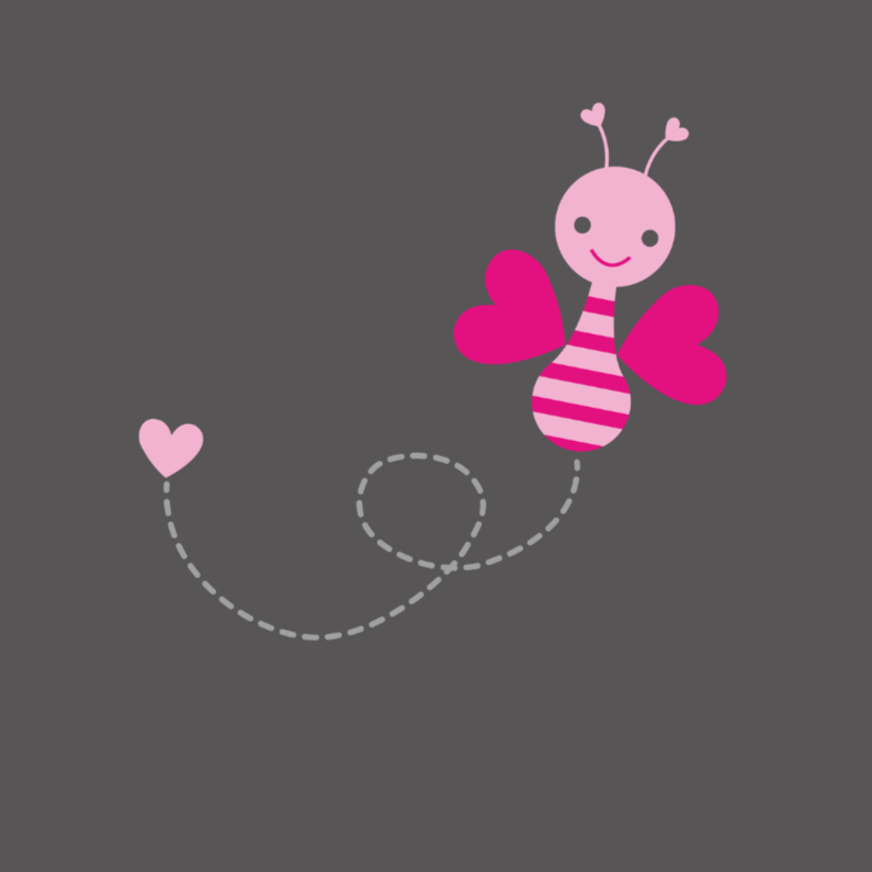 Vrolijk roze vlindertje - Felicitatiekaarten Felicitatiekaarten - Vrolijk roze vlindertje
