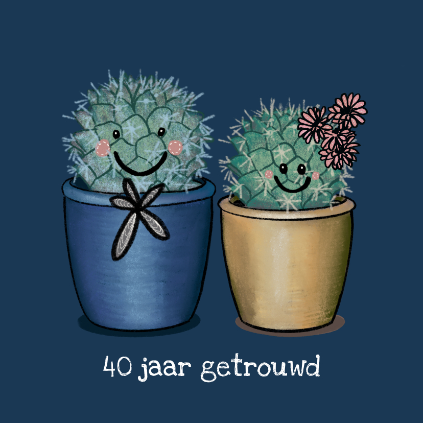 Felicitatiekaarten - Vrolijke felicitatiekaart huwelijksjubileum met cactussen