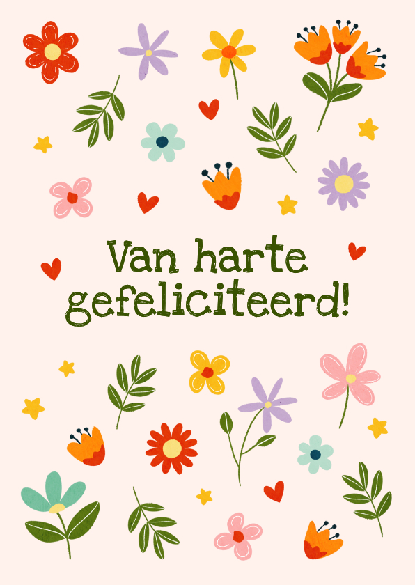 Vrolijke felicitatiekaart met bloemenpatroon - Felicitatiekaarten Felicitatiekaarten - Vrolijke felicitatiekaart met bloemenpatroon