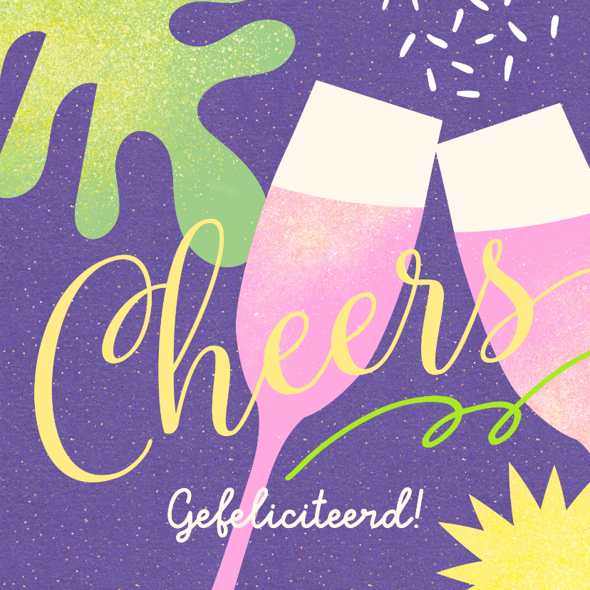 Felicitatiekaarten - Vrolijke felicitatiekaart vrouw champagne cheers