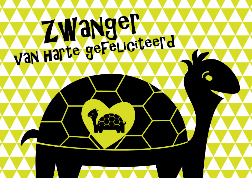 Vrolijke zwangere schildpad - Felicitatiekaarten Felicitatiekaarten - Vrolijke zwangere schildpad