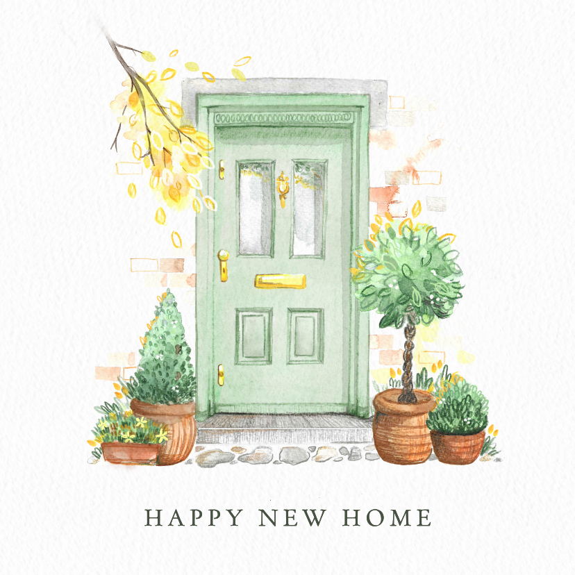Felicitatiekaarten - Waterverf felicitatiekaart voor een nieuwe woning