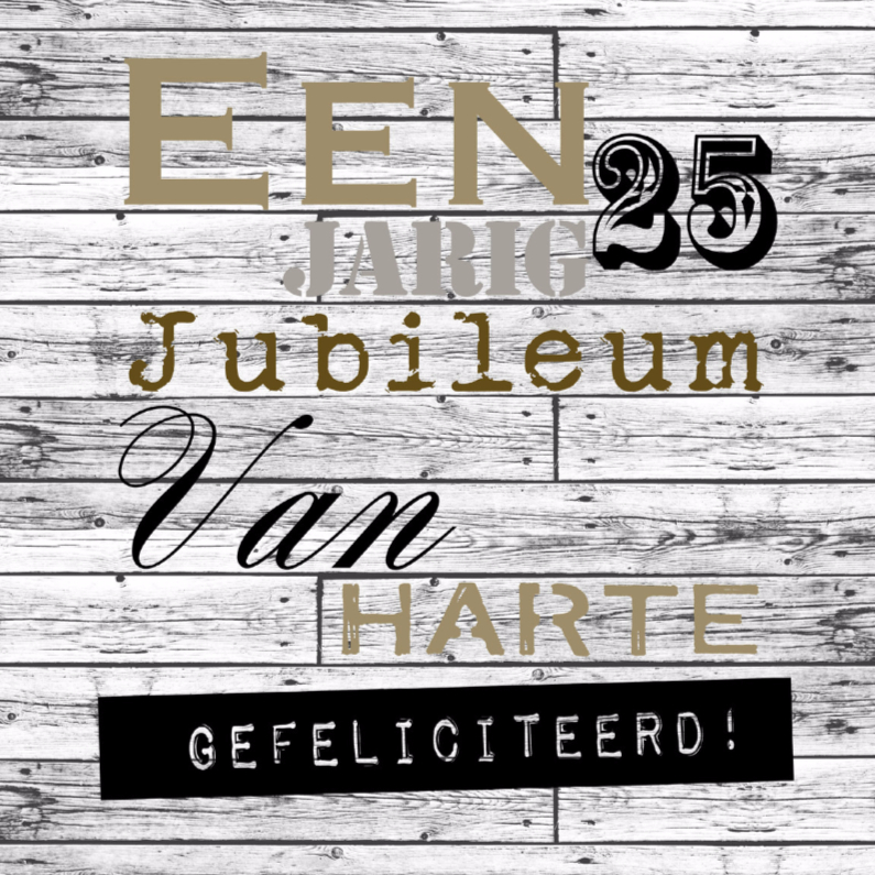 Wonderbaarlijk Woorden 25 jarig jubileum - Felicitatiekaarten | Kaartje2go HY-76