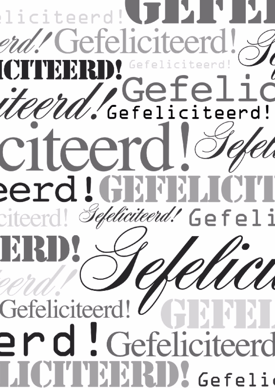 Woorden Grijs Gefeliciteerd - BK - Felicitatiekaarten Felicitatiekaarten - Woorden Grijs Gefeliciteerd - BK