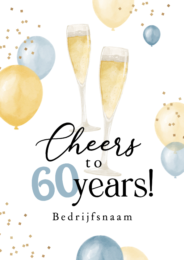 Zakelijke felicitatiekaart bedrijfsjubileum ballonnen cheers - Felicitatiekaarten Felicitatiekaarten - Zakelijke felicitatiekaart bedrijfsjubileum ballonnen cheers