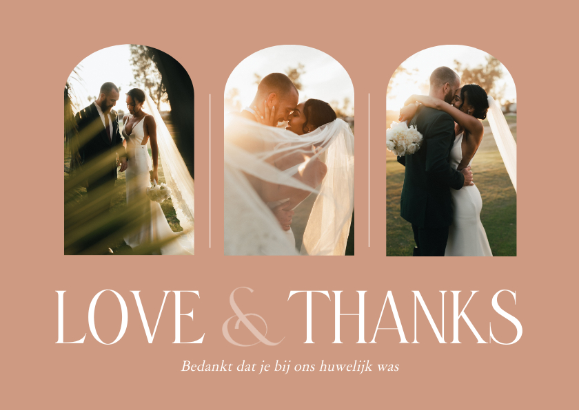 Fotokaarten - Elegante fotokaart bedankt voor een huwelijk roest