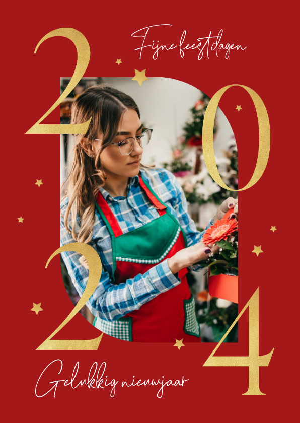 Foto kerstkaart 2026 rood enkel eigen foto - Fotokaarten Fotokaarten - Foto kerstkaart 2026 rood enkel eigen foto