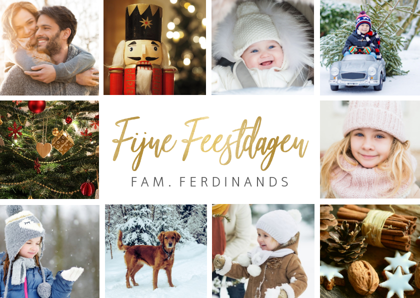 Fotokaarten - Fotocollage - eenvoudige stijlvolle kerstkaart met 10 foto's