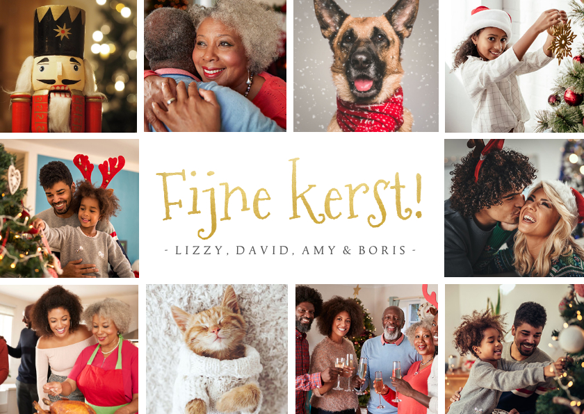 Fotocollage kerstkaart met 10 eigen foto's en fijne kerst - Fotokaarten Fotokaarten - Fotocollage kerstkaart met 10 eigen foto's en fijne kerst