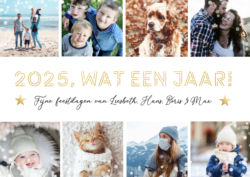 Fotokaarten - Fotocollage kerstkaart met 8 foto's - 2026 wat een jaar!