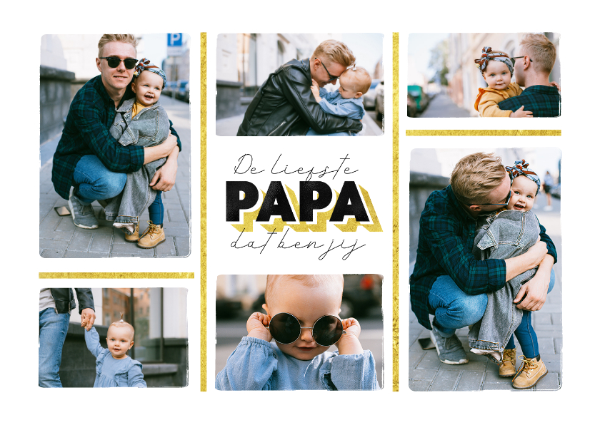 Fotocollage liefste papa goud - Fotokaarten Fotokaarten - Fotocollage liefste papa goud