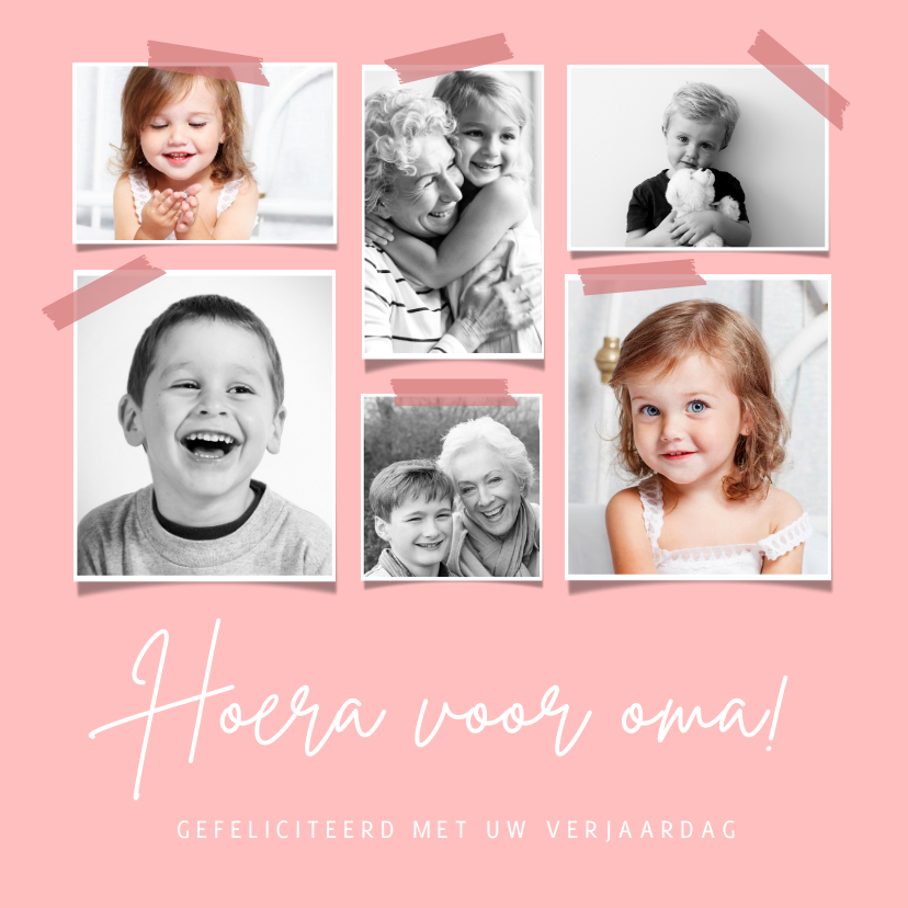 Fotocollage stijlvol oma gefeliciteerd - Fotokaarten Fotokaarten - Fotocollage stijlvol oma gefeliciteerd