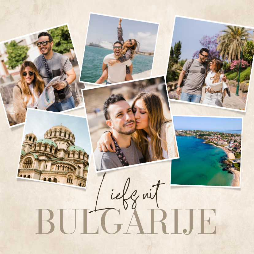 Fotocollage vakantiekaart beige structuur algemeen Bulgarije - Fotokaarten Fotokaarten - Fotocollage vakantiekaart beige structuur algemeen Bulgarije