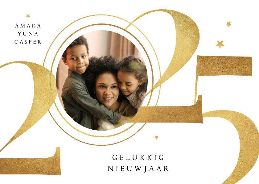 Fotokaarten - Fotokaart 2026 goud sterren stijlvol grafisch nieuwjaar