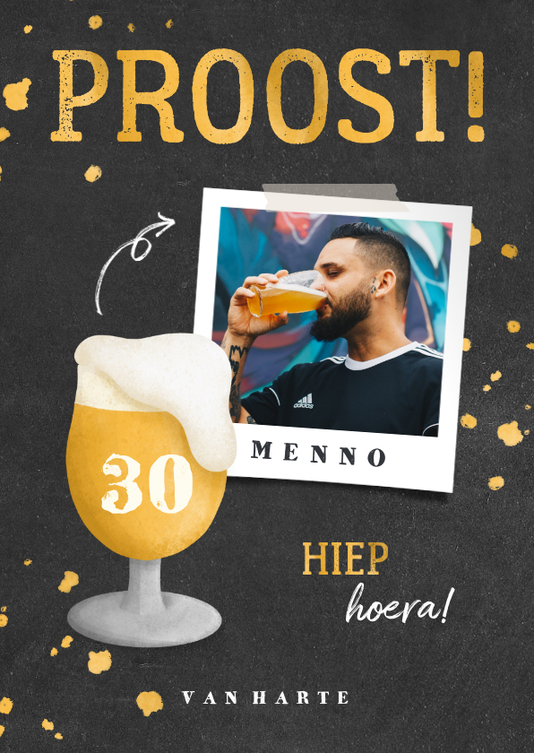 Fotokaarten - Fotokaart bierglas met foto en leeftijd