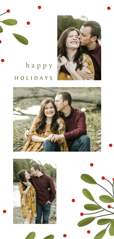 Fotokaart collage kerstkaart met takjes en besjes - Fotokaarten Fotokaarten - Fotokaart collage kerstkaart met takjes en besjes