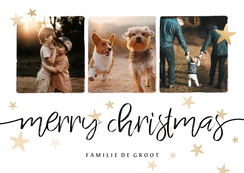 Fotokaart collage met gouden sterren - Fotokaarten Fotokaarten - Fotokaart collage met gouden sterren