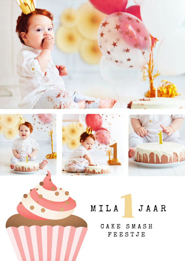 Fotokaarten - Fotokaart cupcake cake smash fotocollage