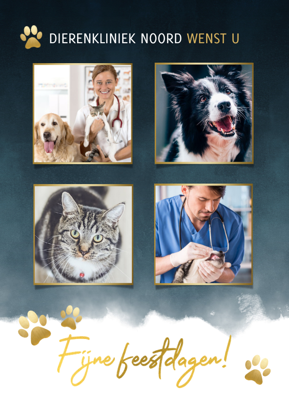 Fotokaart dierenverzorging met foto's en pootjes - Fotokaarten Fotokaarten - Fotokaart dierenverzorging met foto's en pootjes