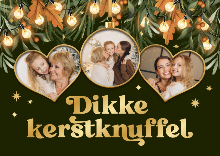 Fotokaart dikke kerstknuffel kerstlampjes kerstbal hartjes - Fotokaarten Fotokaarten - Fotokaart dikke kerstknuffel kerstlampjes kerstbal hartjes