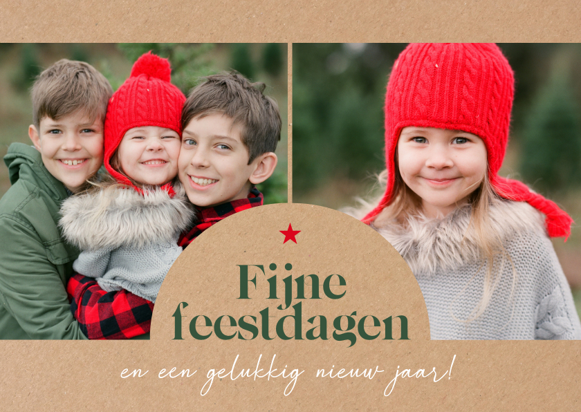 Fotokaarten - Fotokaart 'fijne feestdagen' met twee foto's in boogkader