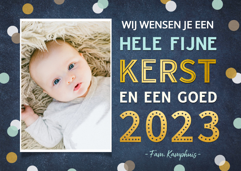 Fotokaart fijne kerst en een goed 2023 - confetti - Fotokaarten Fotokaarten - Fotokaart fijne kerst en een goed 2023 - confetti