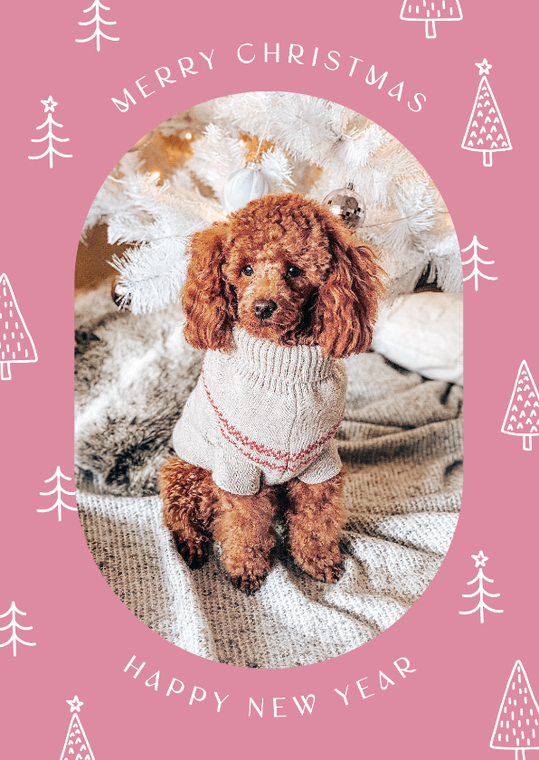 Fotokaart foto ovaal kader met kerstbomenpatroon - Fotokaarten Fotokaarten - Fotokaart foto ovaal kader met kerstbomenpatroon