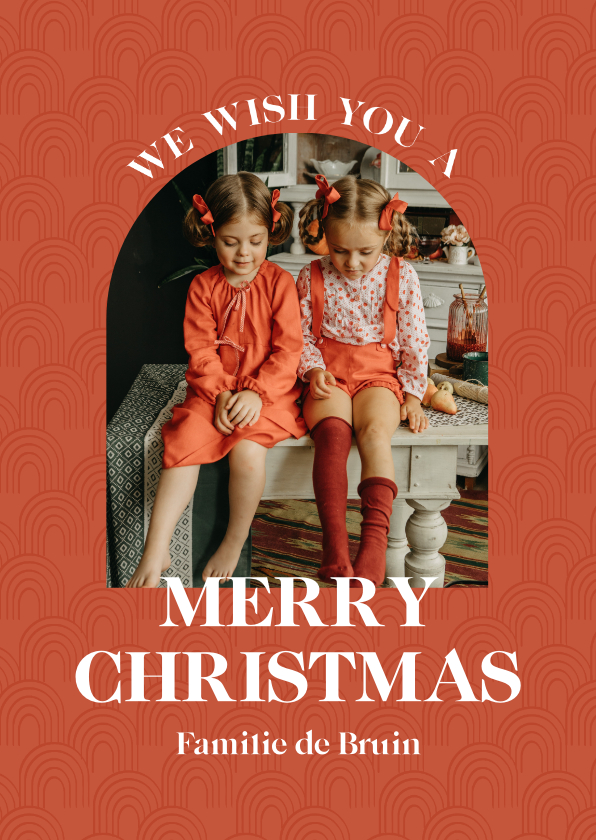 Fotokaart in rood met boogjes - Fotokaarten Fotokaarten - Fotokaart in rood met boogjes
