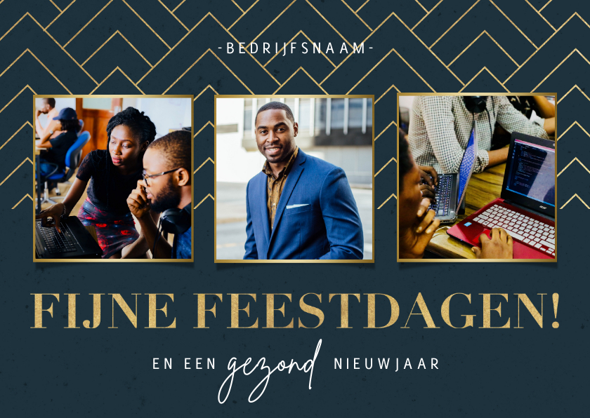 Fotokaart kerst donkerblauw gouden patroon fijne feestdagen - Fotokaarten Fotokaarten - Fotokaart kerst donkerblauw gouden patroon fijne feestdagen