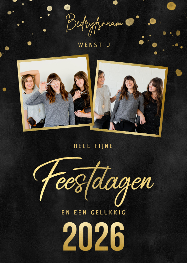 Fotokaart kerst gouden spetters waterverf & fijne feestdagen - Fotokaarten Fotokaarten - Fotokaart kerst gouden spetters waterverf & fijne feestdagen
