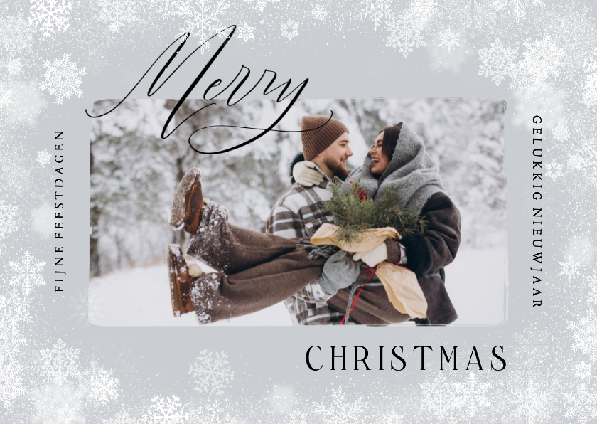 Fotokaart kerst nieuwjaar sneeuw foto stijlvol - Fotokaarten Fotokaarten - Fotokaart kerst nieuwjaar sneeuw foto stijlvol