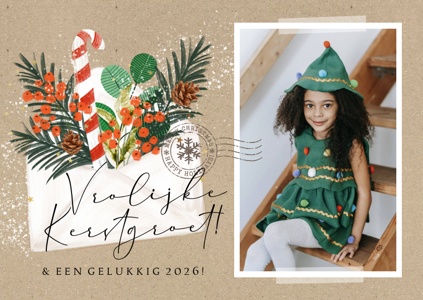 Fotokaart kerstgroet envelop kersttak foto stempel - Fotokaarten Fotokaarten - Fotokaart kerstgroet envelop kersttak foto stempel