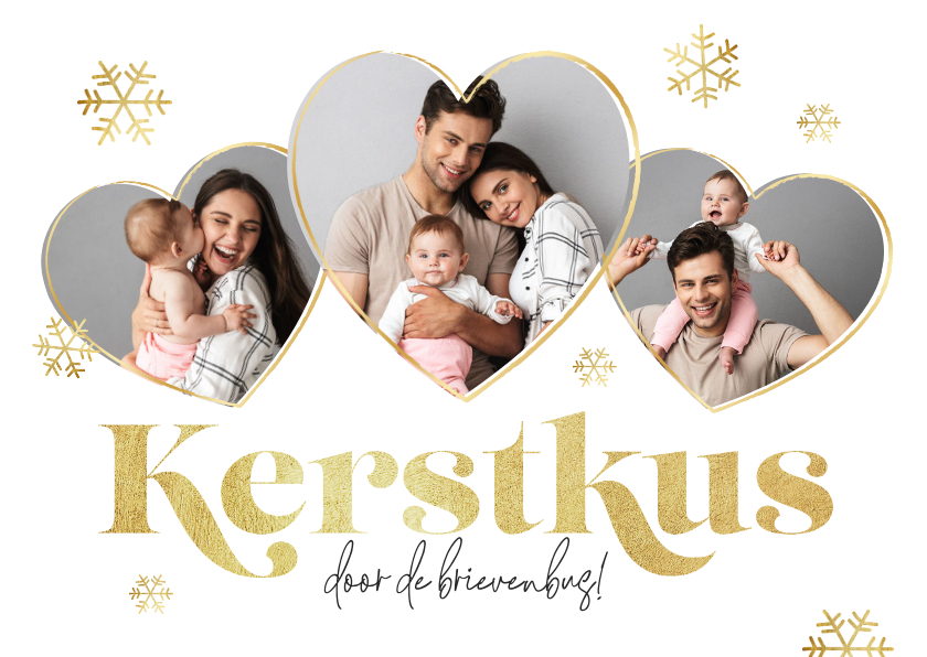 Fotokaart kerstkus door de brievenbus foto's goud sneeuw - Fotokaarten Fotokaarten - Fotokaart kerstkus door de brievenbus foto's goud sneeuw