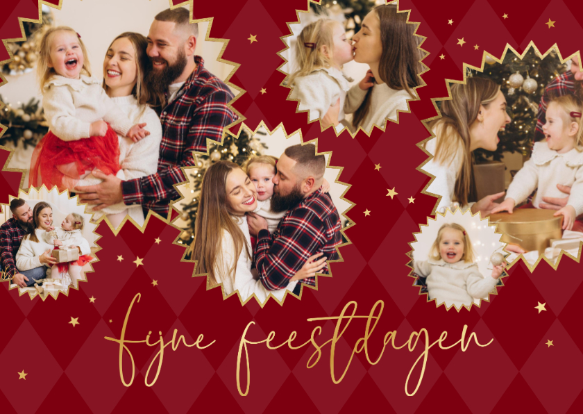 Fotokaart kerstmis sterren ruitjes fijne feestdagen sterren - Fotokaarten Fotokaarten - Fotokaart kerstmis sterren ruitjes fijne feestdagen sterren