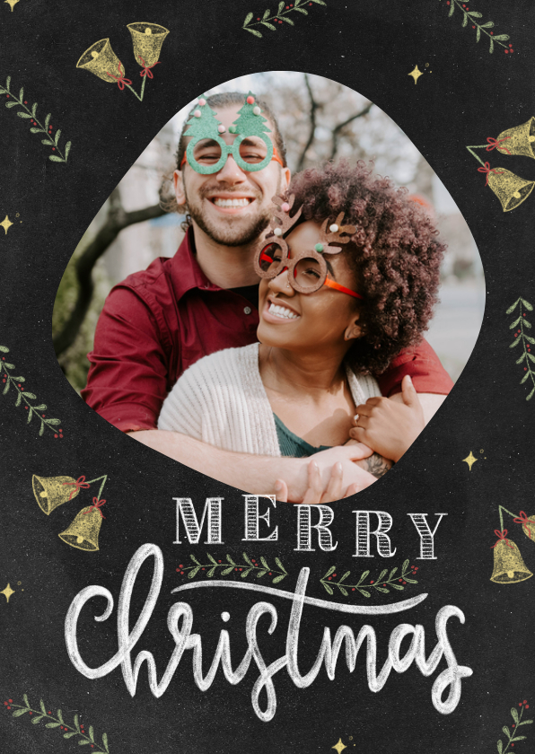 Fotokaart kerstpatroon krijtbord met foto - Fotokaarten Fotokaarten - Fotokaart kerstpatroon krijtbord met foto