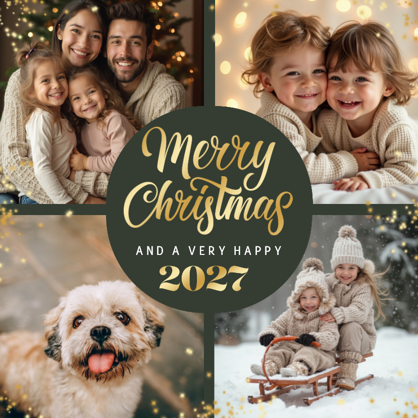 Fotokaart kerstwens merry christmas sprankelend 2027 - Fotokaarten Fotokaarten - Fotokaart kerstwens merry christmas sprankelend 2027