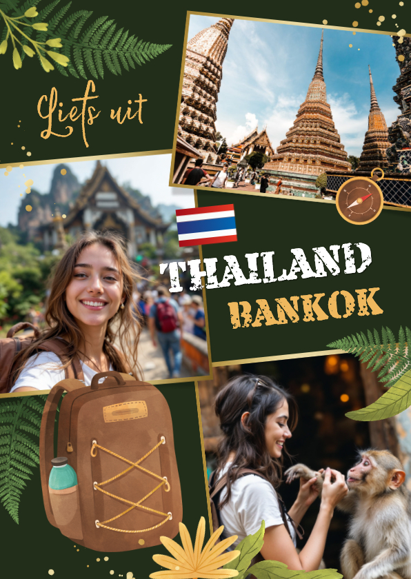 Fotokaart liefs uit Thailand Bankok backpack fotokaart - Fotokaarten Fotokaarten - Fotokaart liefs uit Thailand Bankok backpack fotokaart