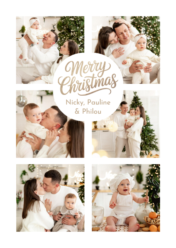 Fotokaart merry christmas collage eigen foto's - Fotokaarten Fotokaarten - Fotokaart merry christmas collage eigen foto's