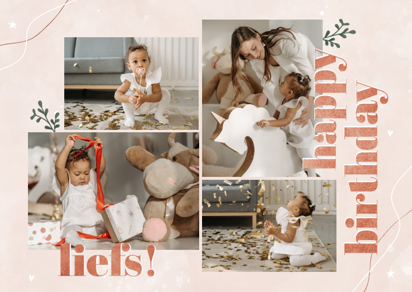 Fotokaart met collage happy birthday - Fotokaarten Fotokaarten - Fotokaart met collage happy birthday