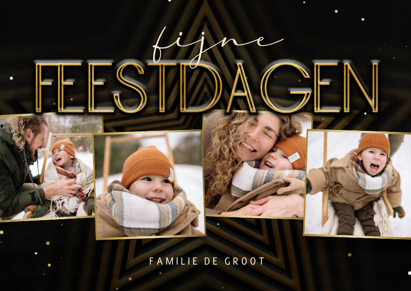 Fotokaart met ster fijne feestdagen fotocollage - Fotokaarten Fotokaarten - Fotokaart met ster fijne feestdagen fotocollage