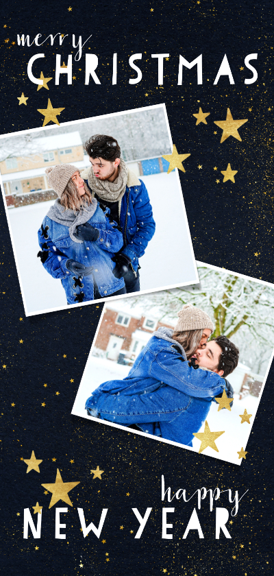 Fotokaart met typografie en gouden sterren - Fotokaarten Fotokaarten - Fotokaart met typografie en gouden sterren