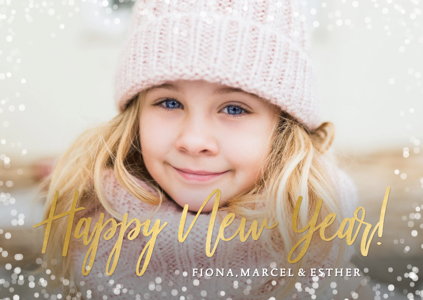 Fotokaarten - Fotokaart nieuwjaar enkele kaart met eigen foto & confetti