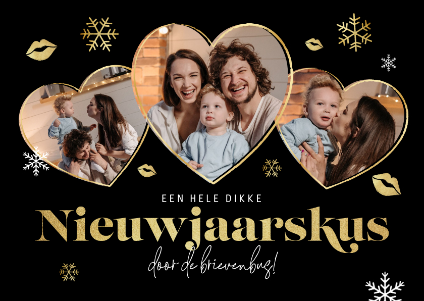 Fotokaart nieuwjaarskus brievenbus 3 foto's - Fotokaarten Fotokaarten - Fotokaart nieuwjaarskus brievenbus 3 foto's