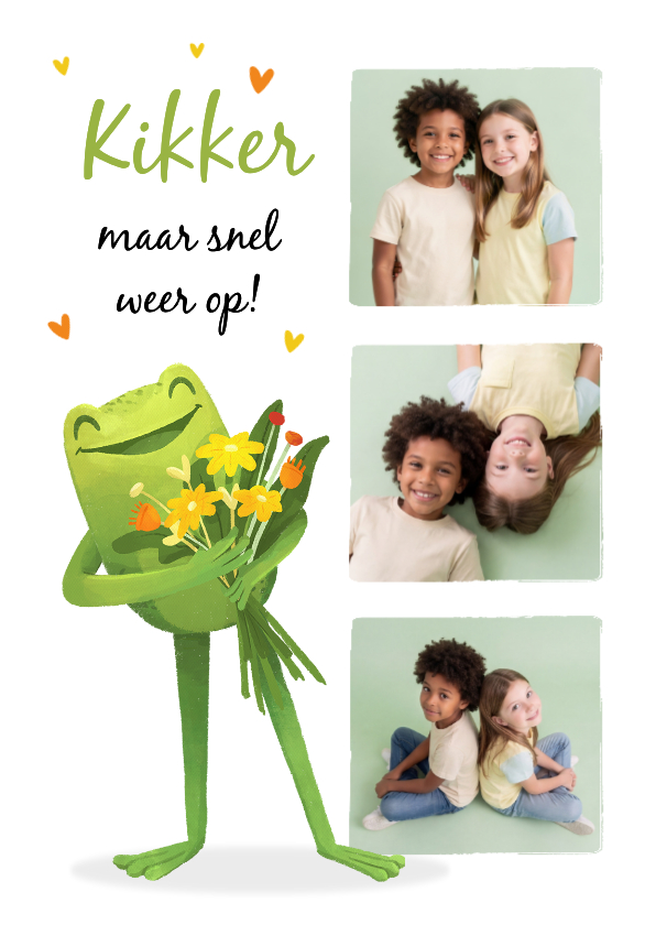 Fotokaarten - Fotokaart opkikkertje kikker maar snel weer op beterschap
