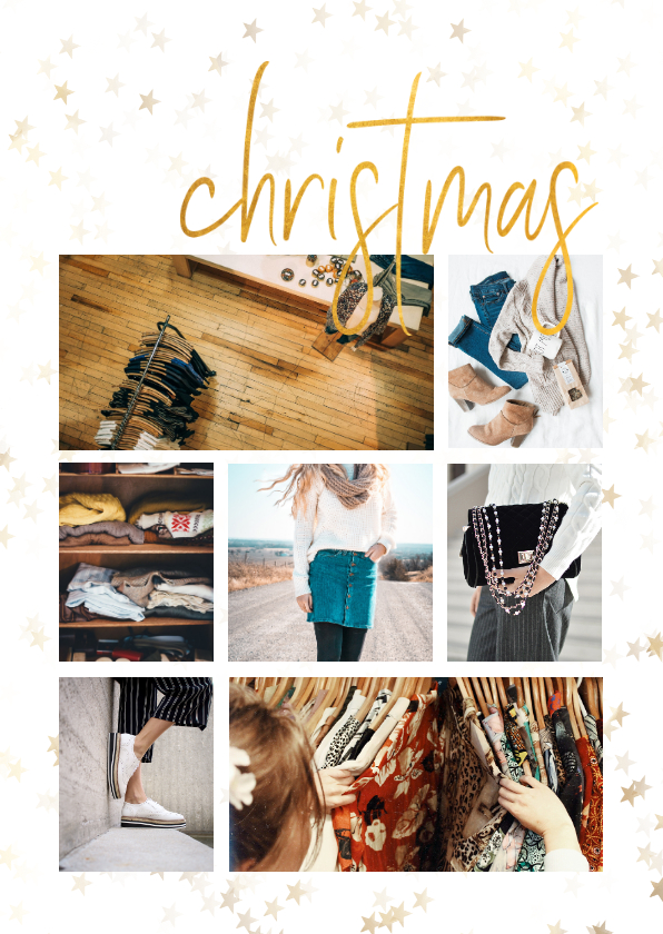 Fotokaart sterren met gouden christmas - Fotokaarten Fotokaarten - Fotokaart sterren met gouden christmas