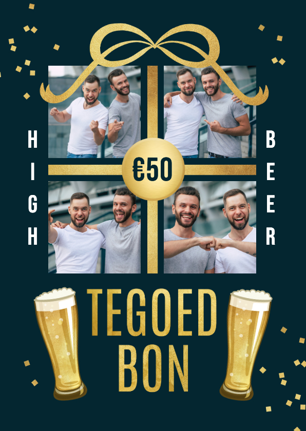 Fotokaarten - Fotokaart tegoedbon cadeau high beer bier fotocollage