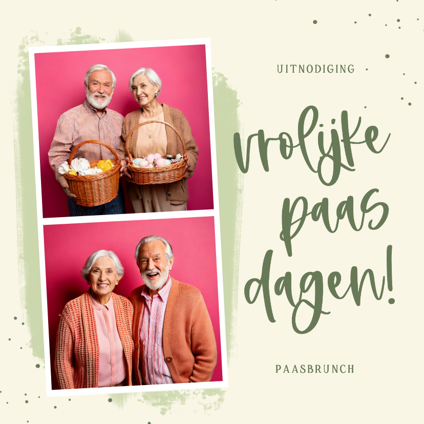 Fotokaart uitnodiging paasbrunch fotostrip groen - Fotokaarten Fotokaarten - Fotokaart uitnodiging paasbrunch fotostrip groen